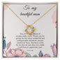 litzzy Love Knot Necklace To Mom From Daughter Message Card Necklace, Mom Birthday Jewelry To Mom From Daughter Gifts, Mother's Day Gifts From Daughter Jewelry 18K Yellow Gold Finish Standard Box 