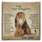 litzzy To My Step Daughter - This Old Lion Will Always Have Your Back - Love Knot Necklace jewelry 18K Yellow Gold Finish Standard Box 
