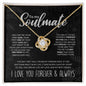 litzzy To My Soulmate - "My Life, Love & Best Friend" Sparkling Pendant - Love Knot Necklace Gift Set - Gift For Soulmate Jewelry 18K Yellow Gold Finish Standard Box 