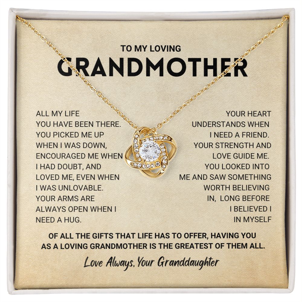 litzzy Grandmother Gift from Granddaughter - Love Knot Necklace Jewelry 18K Yellow Gold Finish Standard Box 