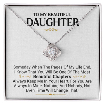 litzzy To My Beautiful Daughter - Pages Of My Life - Love Knot Necklace jewelry 14K White Gold Finish Standard Box 