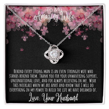 litzzy Heart To My Wife Necklace - Anniversary Gift For Wife Birthday Gift - Gifts For Her - Wife Jewelry - Wife Sentimental Gift - Wife Poem Card Jewelry 14K White Gold Finish Standard Box 