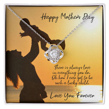 litzzy Litzzy Love Knot Necklace To my Mom, Love in Everything You Do Mother's Day Mothers Day Jewelry, Necklace gifts set from Son, Daughter Jewelry 14K White Gold Finish Standard Box 