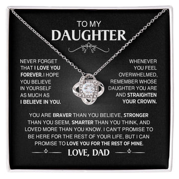 litzzy Straighten your Crown, Litzzy To My Daughter Love Knot Necklace Jewelry 14K White Gold Finish Standard Box 