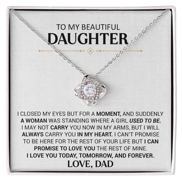 litzzy To My Beautiful Daughter - I Love You Today And Forever - Love Knot Necklace jewelry 14K White Gold Finish Standard Box 