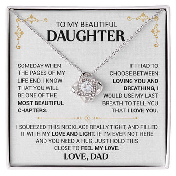 litzzy To My Beautiful Daughter - Hold This Close - Love Knot Necklace jewelry 14K White Gold Finish Standard Box 