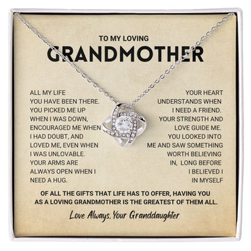 litzzy Grandmother Gift from Granddaughter - Love Knot Necklace Jewelry 14K White Gold Finish Standard Box 