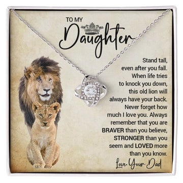 litzzy To My Daughter - Stand Tall Even After You Fall - Love Knot Necklace jewelry 14K White Gold Finish Standard Box 
