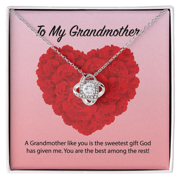 litzzy Litzzy Love Knot Necklace To My Grandmother, A Grandmother like you is the sweetest gift God has given me Mothers day Jewelry, Gifts set Jewelry 14K White Gold Finish Standard Box 
