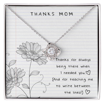 litzzy Litzzy Love Knot Necklace To my Mom, Thanks Mom Between the Lines  Mothers Day Jewelry, Necklace gifts set from Son, Daughter Jewelry 14K White Gold Finish Standard Box 