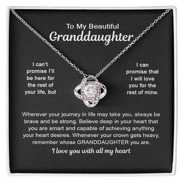 litzzy To My Granddaughter - My Beautiful Granddaughter - Litzzy Love Knot Necklace - Necklace for Granddaughter from Grandparents Jewelry 14K White Gold Finish Standard Box 