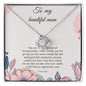 litzzy Love Knot Necklace To Mom From Daughter Message Card Necklace, Mom Birthday Jewelry To Mom From Daughter Gifts, Mother's Day Gifts From Daughter Jewelry 14K White Gold Finish Standard Box 