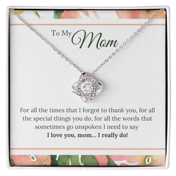 litzzy Litzzy Love Knot Necklace To My Mom, I Love You Mom I Really Do Mothers Day Jewelry, Necklace gifts set from Son, Daughter Jewelry 14K White Gold Finish Standard Box 