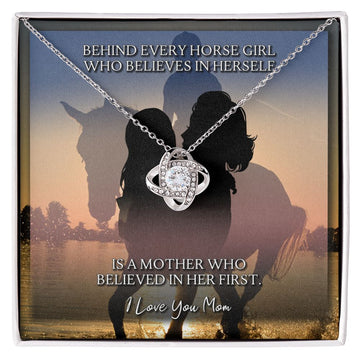 litzzy Litzzy Love Knot Necklace To my Mom, To Mom Behind Every Horse Girl  Mothers Day Jewelry, Necklace gifts set from Son, Daughter Jewelry 14K White Gold Finish Standard Box 