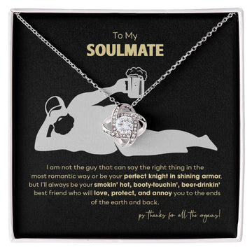 litzzy Funny Soulmate, Booty-Touchin Beer-Drinkin Husband, To My Soulmate Girlfriend, Wife Birthday Gift, Wife Necklace, Perfect Valentine Gift for Wife Jewelry 14K White Gold Finish Standard Box 