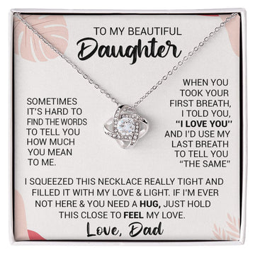 litzzy To My Beautiful Daughter - When You Took Your First Breath - Love Knot Necklace jewelry 14K White Gold Finish Standard Box 