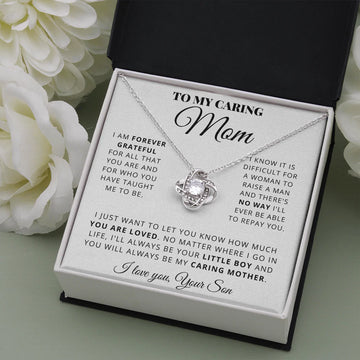 litzzy Litzzy Love Knot Necklace To My Mom, My Mom Forever Necklace for Mom from Son Jewelry 14K White Gold Finish Two Tone Box 