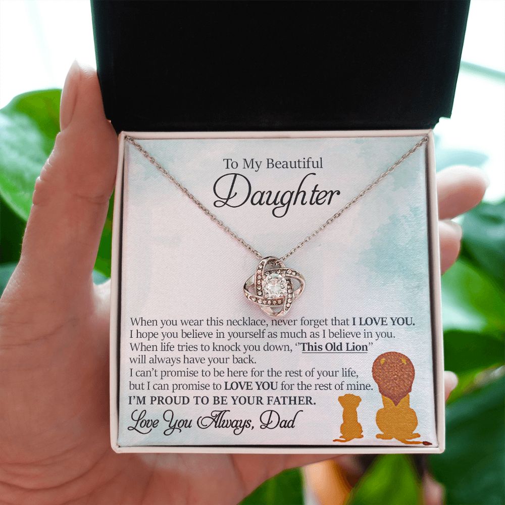 litzzy To My Beautiful Daughter - This Old Lion Will Always Have Your Back - Love Knot Necklace jewelry   