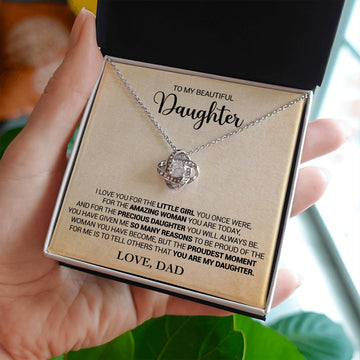 litzzy To My Daughter - Proud That You Are My Daughter - Love Dad - Love Knot Necklace jewelry   