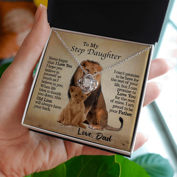 litzzy To My Step Daughter - This Old Lion Will Always Have Your Back - Love Knot Necklace jewelry   