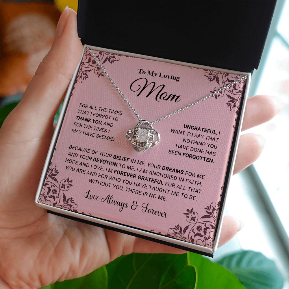 litzzy Mom - I Am Forever Grateful - Love Knot Necklace - Litzzy Mother's Day Gifts Necklace Jewelry   