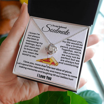 litzzy To My Soulmate - I Love You More Than The Last Slice Of Pizza - Necklace Gift For Soulmate - Litzzy Love Knot Necklace Jewelry   