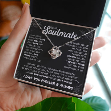 litzzy To My Soulmate Necklace - Knot Love Necklace - Valentine Gift For Wife, Girlfriend, Soulmate Jewelry   