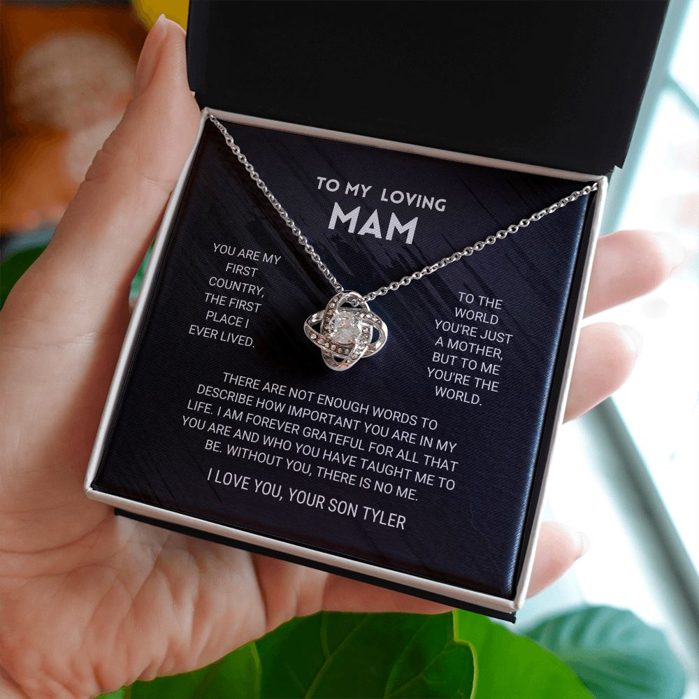 litzzy Mom - You're The World - Love Knot Necklace From Son customized - Litzzy Mother's Day Gifts Necklace Jewelry   