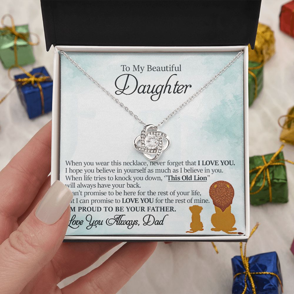 litzzy To My Beautiful Daughter - This Old Lion Will Always Have Your Back - Love Knot Necklace jewelry   