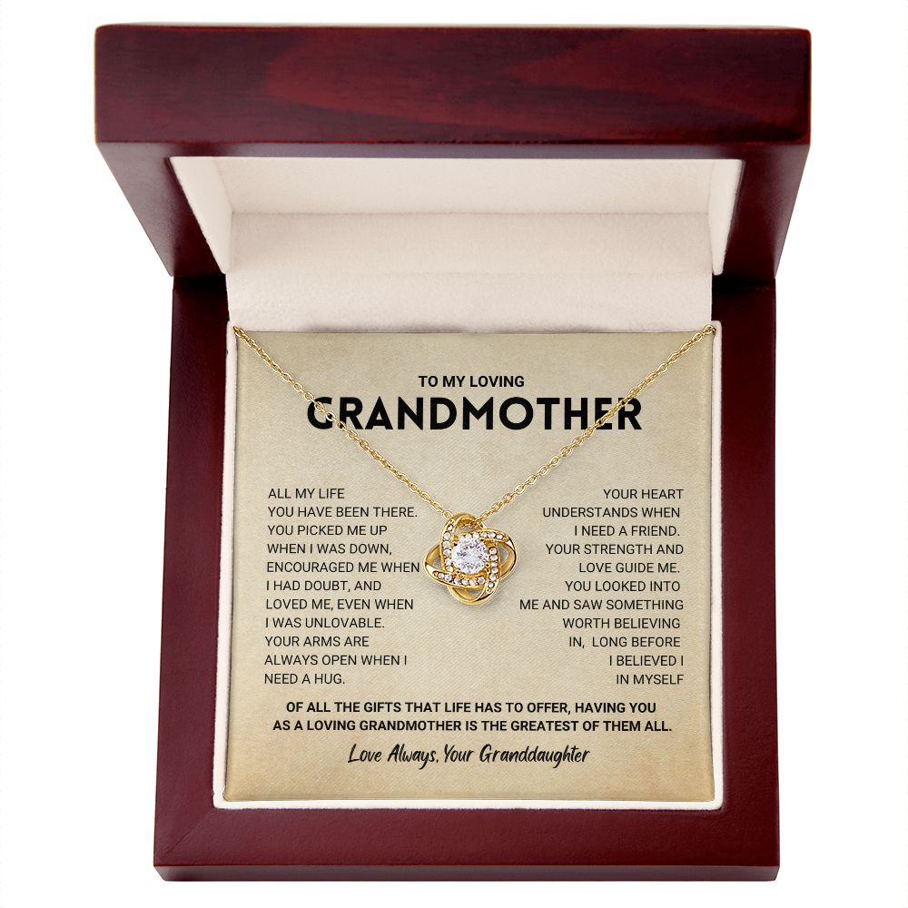 litzzy Grandmother Gift from Granddaughter - Love Knot Necklace Jewelry 18K Yellow Gold Finish Luxury Box 