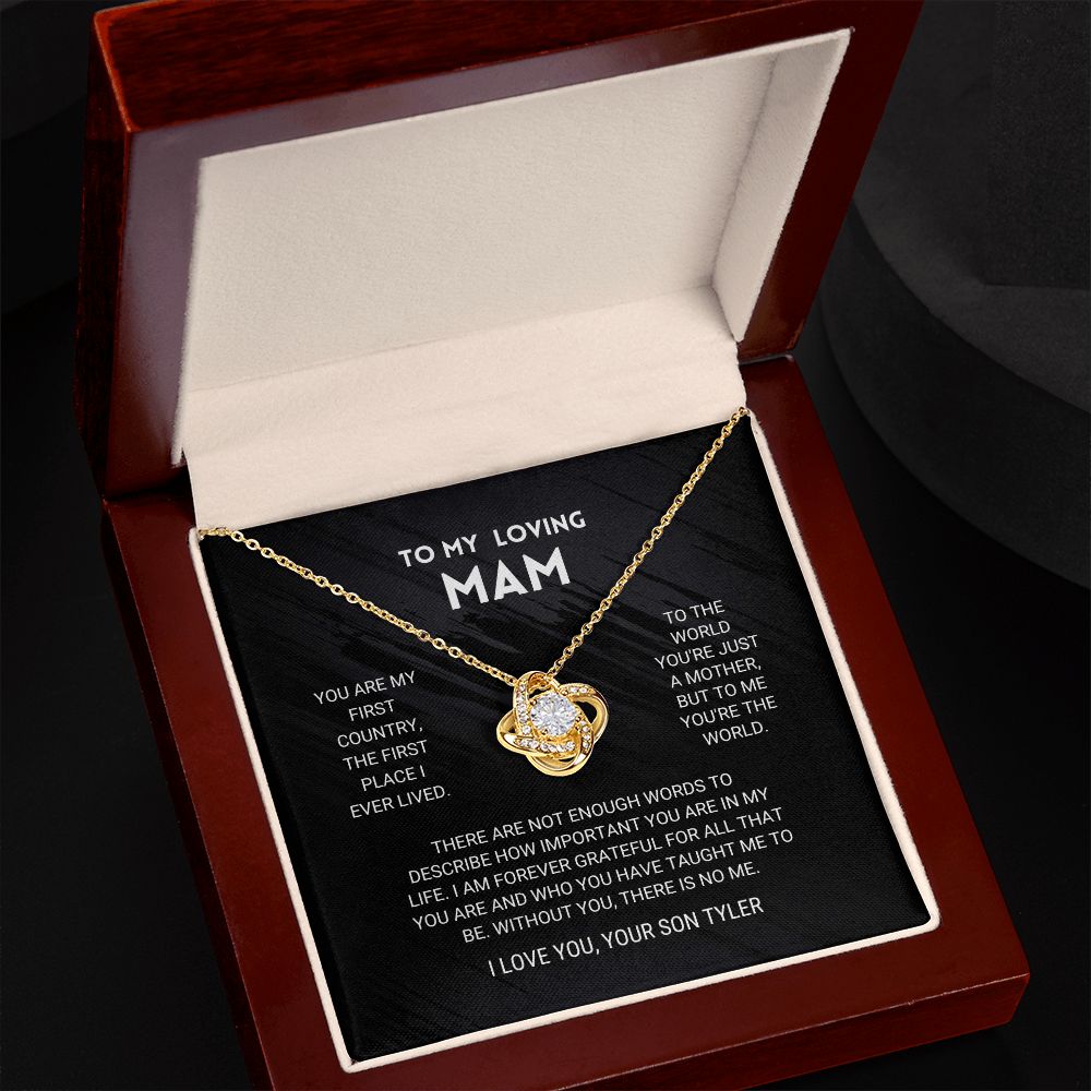 litzzy Mom - You're The World - Love Knot Necklace From Son customized - Litzzy Mother's Day Gifts Necklace Jewelry   