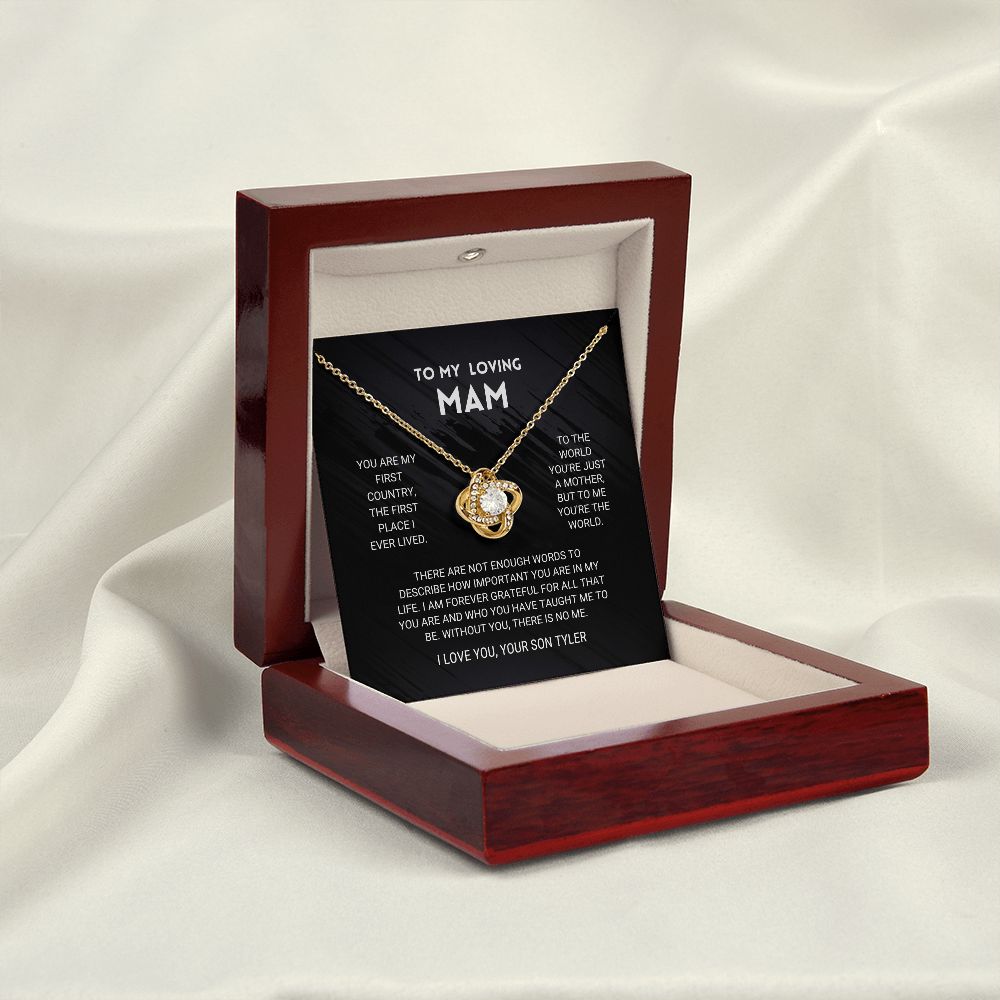 litzzy Mom - You're The World - Love Knot Necklace From Son customized - Litzzy Mother's Day Gifts Necklace Jewelry   