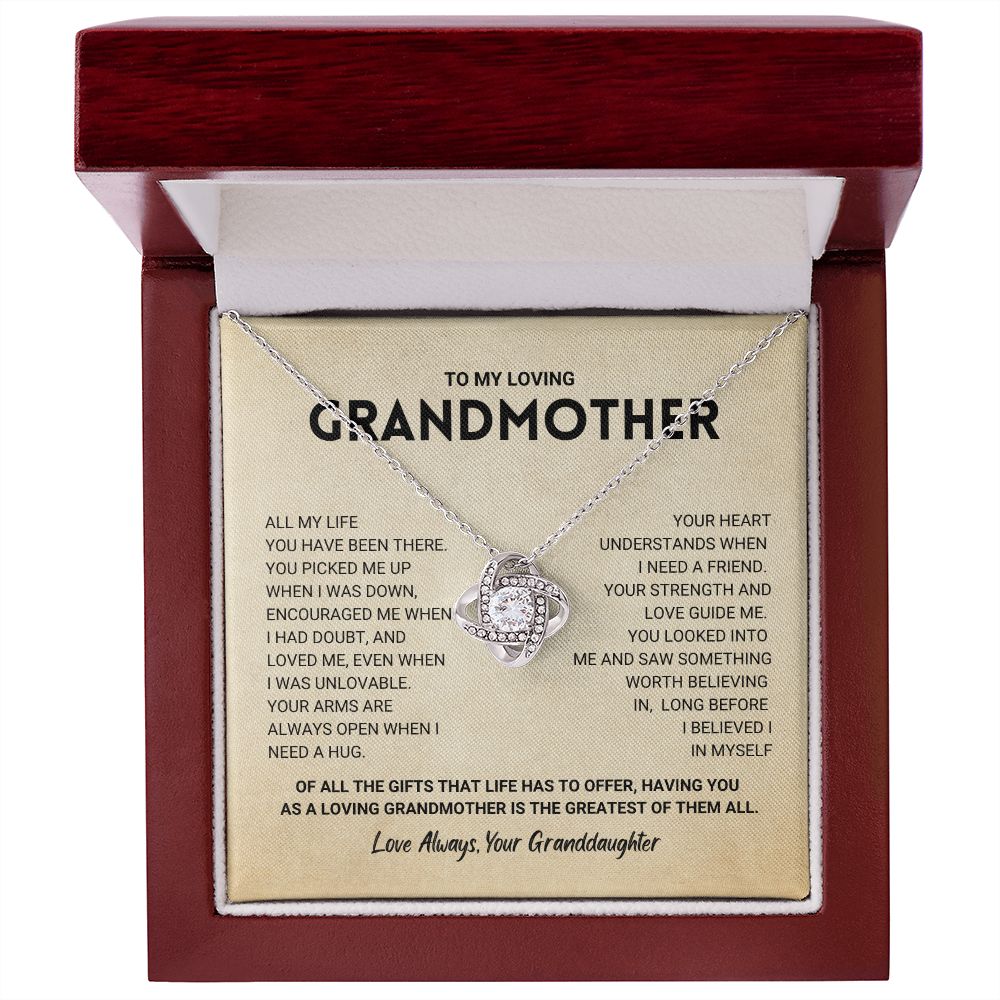 litzzy Grandmother Gift from Granddaughter - Love Knot Necklace Jewelry 14K White Gold Finish Luxury Box 