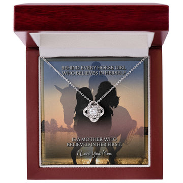 litzzy Litzzy Love Knot Necklace To my Mom, To Mom Behind Every Horse Girl  Mothers Day Jewelry, Necklace gifts set from Son, Daughter Jewelry 14K White Gold Finish Luxury Box w/LED Light 