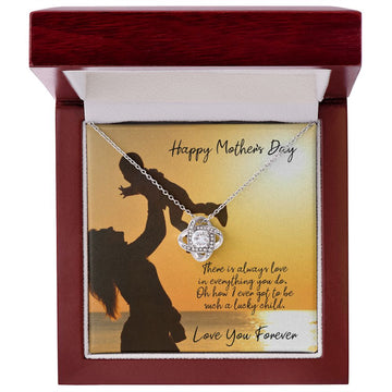 litzzy Litzzy Love Knot Necklace To my Mom, Love in Everything You Do Mother's Day Mothers Day Jewelry, Necklace gifts set from Son, Daughter Jewelry 14K White Gold Finish Luxury Box w/LED Light 