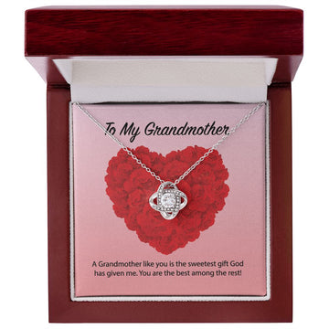 litzzy Litzzy Love Knot Necklace To My Grandmother, A Grandmother like you is the sweetest gift God has given me Mothers day Jewelry, Gifts set Jewelry 14K White Gold Finish Luxury Box w/LED Light 