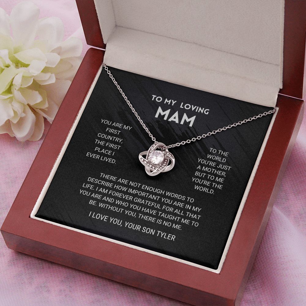litzzy Mom - You're The World - Love Knot Necklace From Son customized - Litzzy Mother's Day Gifts Necklace Jewelry   