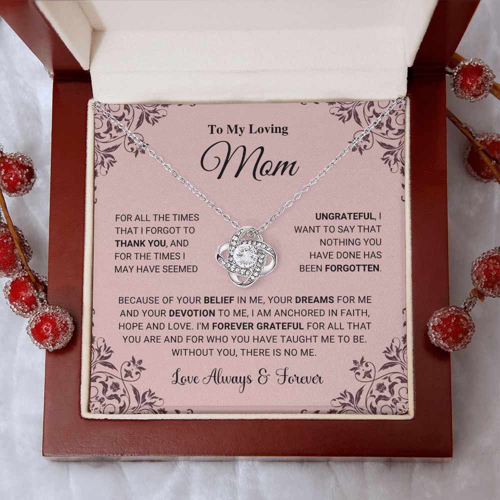 litzzy Mom - I Am Forever Grateful - Love Knot Necklace - Litzzy Mother's Day Gifts Necklace Jewelry   