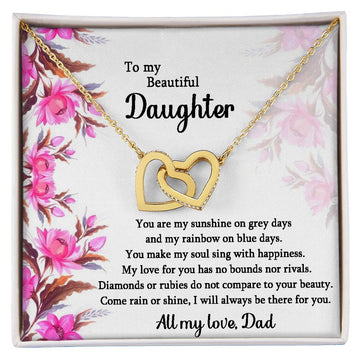 litzzy You Are My Sunshine On Grey Days, Litzzy To My Daughter Jewelry 18K Yellow Gold Finish Two Toned Box 
