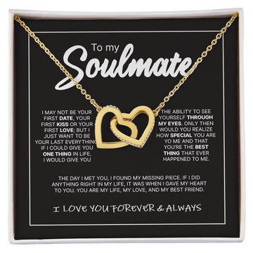 litzzy To My Soulmate - Litzzy Interlocking Heart Necklace Jewelry 18K Yellow Gold Finish Standard Box 