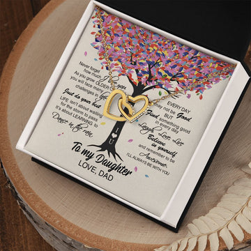 litzzy Dance In The Rain, Litzzy To My Daughter Interlocking Hearts Jewelry 18K Yellow Gold Finish Standard Box 