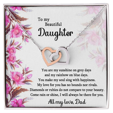 litzzy You Are My Sunshine On Grey Days, Litzzy To My Daughter Jewelry Polished Stainless Steel & Rose Gold Finish Two Toned Box 