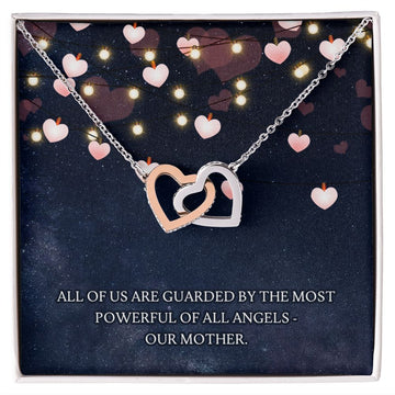 litzzy Litzzy Interlocking Hearts Necklace To my Mom, All of Us are guarded by the most powerful of all Angels Mothers day Jewelry, Gifts set Jewelry Polished Stainless Steel & Rose Gold Finish Standard Box 