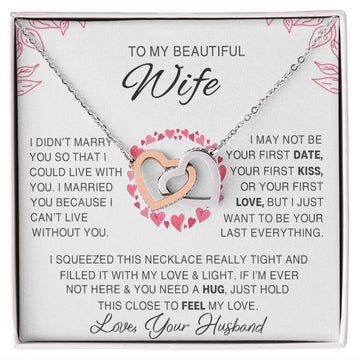 litzzy To My Beautiful Wife - Valentine's Day Gift - Interlocking Hearts Necklace SO Jewelry Polished Stainless Steel & Rose Gold Finish Standard Box 