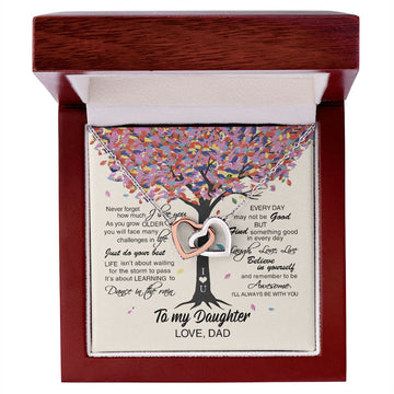 litzzy Dance In The Rain, Litzzy To My Daughter Interlocking Hearts Jewelry Polished Stainless Steel & Rose Gold Finish Luxury Box 