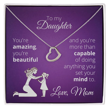 litzzy You're Amazing, Litzzy To My Daughter Jewelry 14K White Gold Finish Two Toned Box 