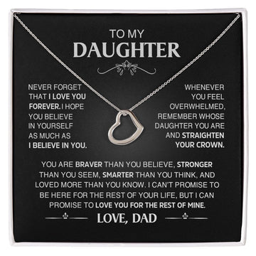 litzzy To My Beautiful Daughter - This Old Lion Will Always Have Your Back - Delicate Heart Necklace - To my Lovely Daughter, Gift for Daughter From Dad Jewelry 14K White Gold Finish Standard Box 