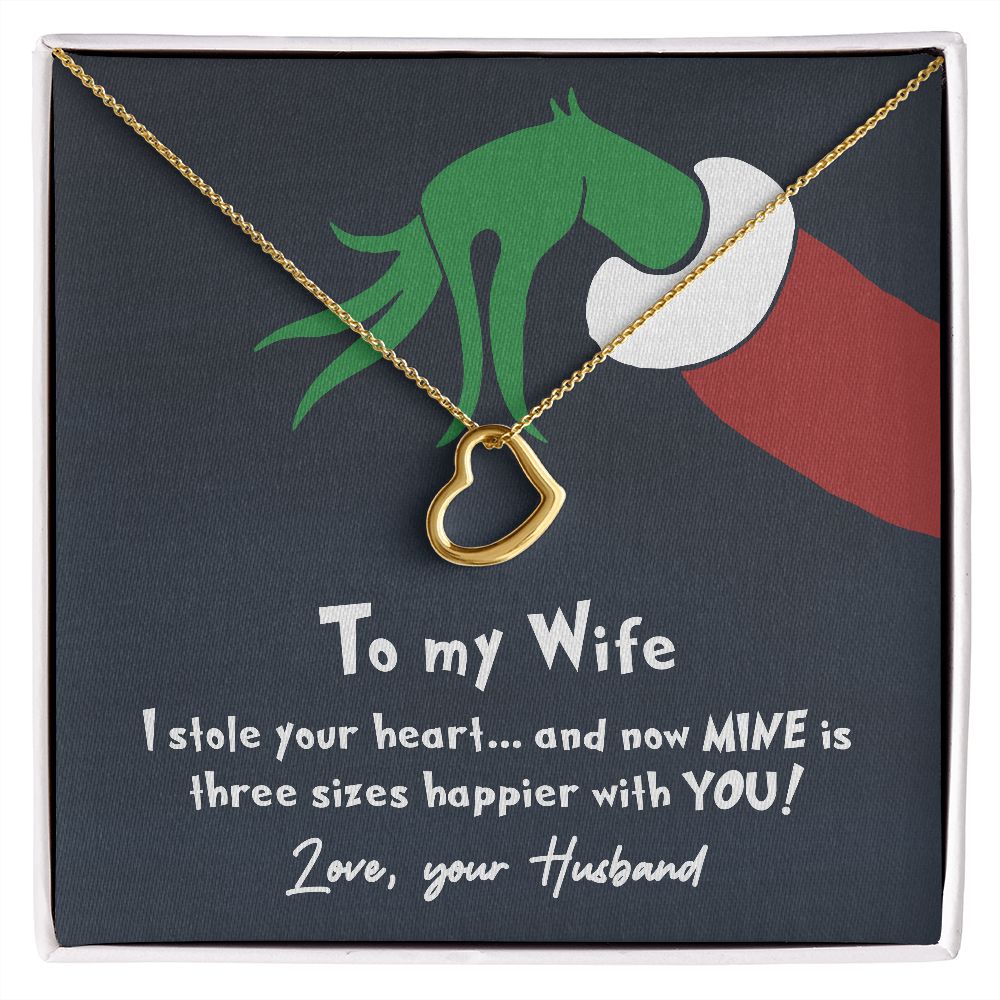 litzzy To My Wife - I Stole Your Heart - Litzzy Delicate Heart Necklace - Necklace Gift For Wife, Girlfriend, Anniversary, Valentine, Birthday With Message Card Jewelry 18k Yellow Gold Finish Standard Box 