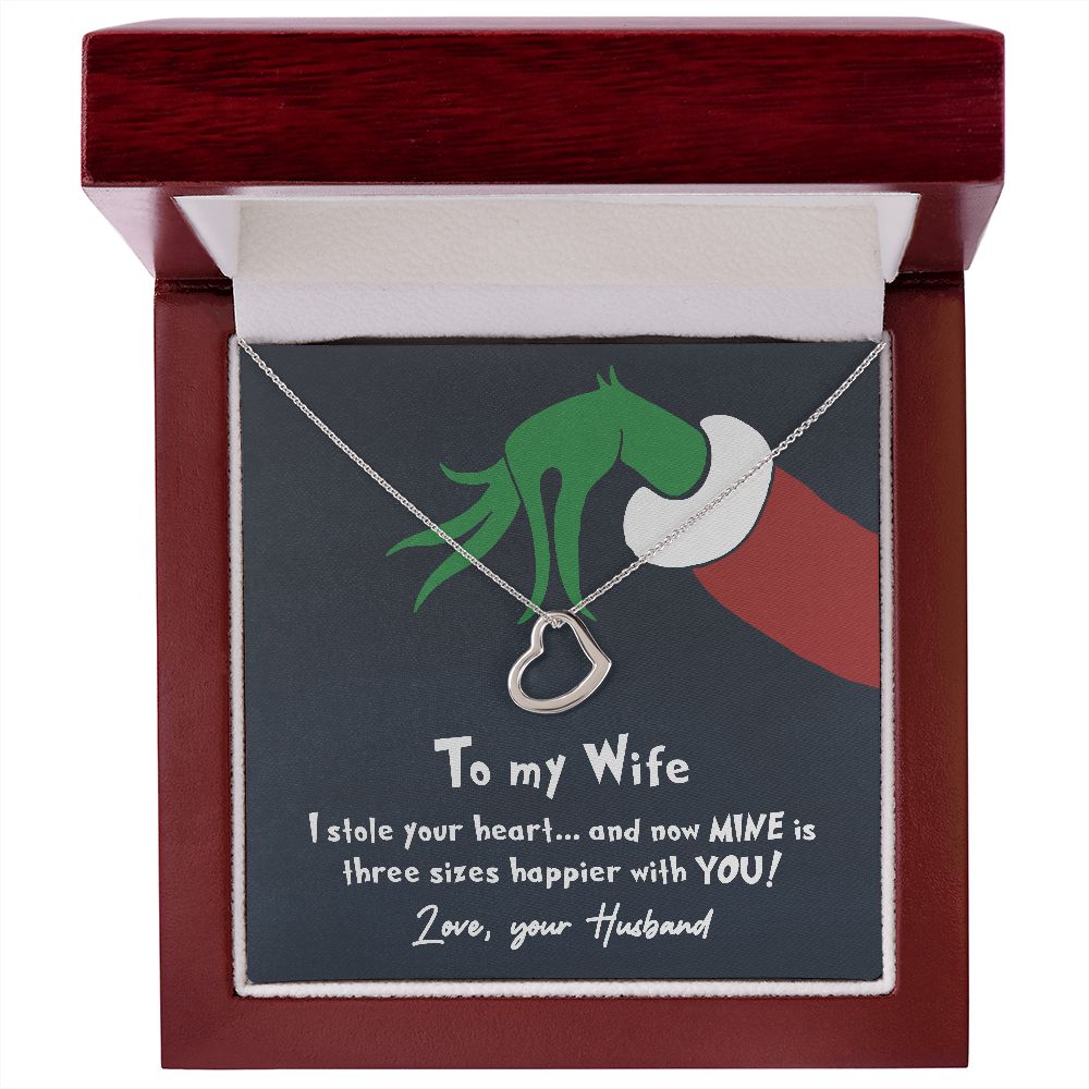 litzzy To My Wife - I Stole Your Heart - Litzzy Delicate Heart Necklace - Necklace Gift For Wife, Girlfriend, Anniversary, Valentine, Birthday With Message Card Jewelry 14K White Gold Finish Luxury Box 