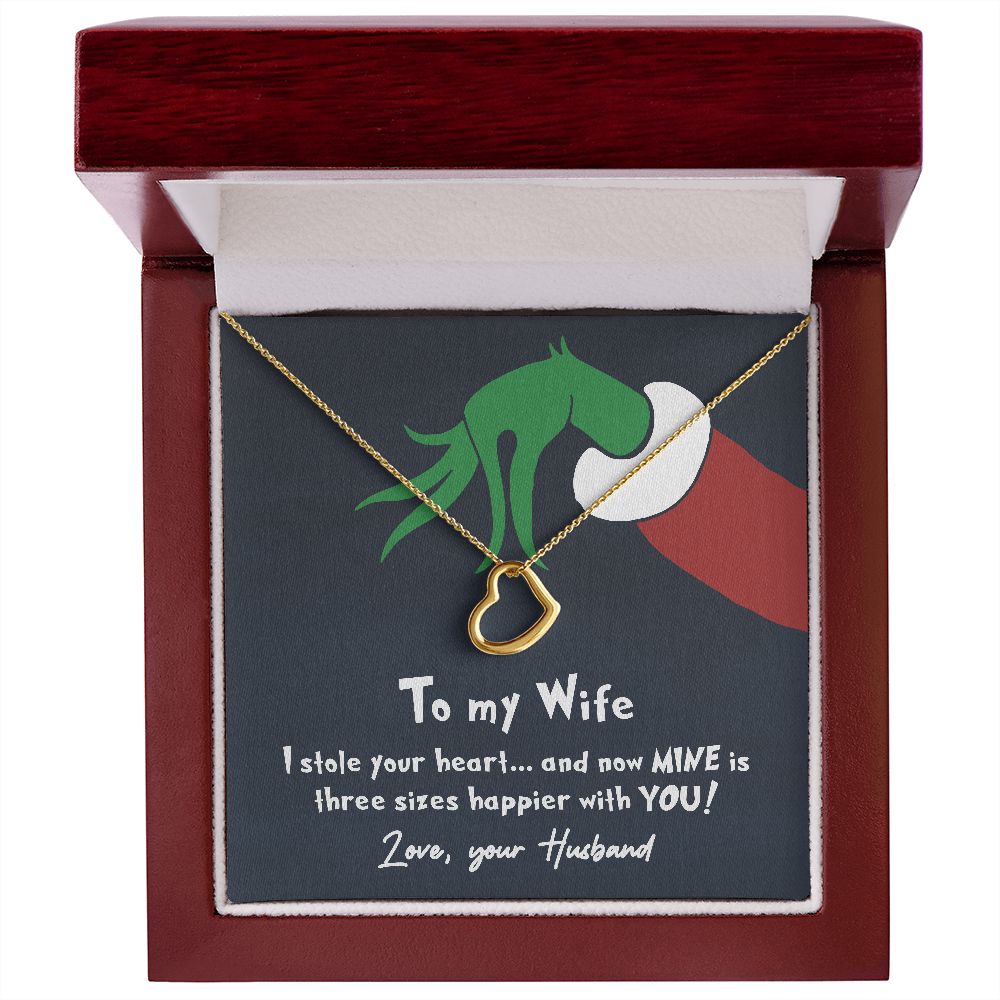 litzzy To My Wife - I Stole Your Heart - Litzzy Delicate Heart Necklace - Necklace Gift For Wife, Girlfriend, Anniversary, Valentine, Birthday With Message Card Jewelry 18k Yellow Gold Finish Luxury Box 